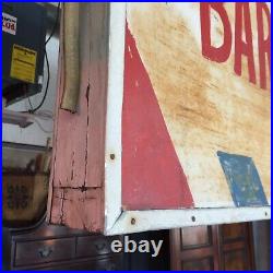 Vintage 3'x4' Hand Painted Bill's Barber ShopDouble Sided Metal Face Wood Side