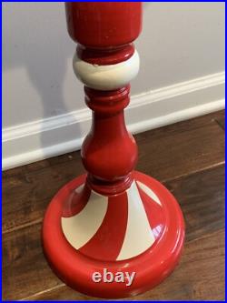 Vintage 44Porcelain Paint Metal Sign Santa STOP here Santa Claus Christmas 50's