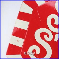 Vintage 44Porcelain Paint Metal Sign Santa STOP here Santa Claus Christmas 50's