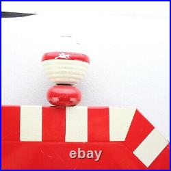 Vintage 44Porcelain Paint Metal Sign Santa STOP here Santa Claus Christmas 50's
