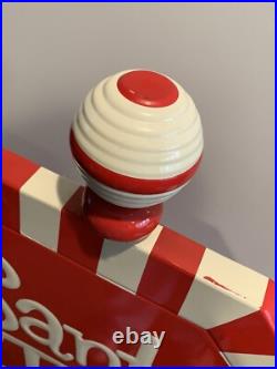 Vintage 44Porcelain Paint Metal Sign Santa STOP here Santa Claus Christmas 50's