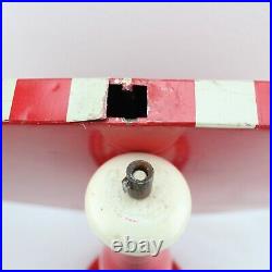 Vintage 44Porcelain Paint Metal Sign Santa STOP here Santa Claus Christmas 50's