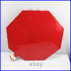 Vintage 44Porcelain Paint Metal Sign Santa STOP here Santa Claus Christmas 50's