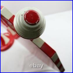 Vintage 44Porcelain Paint Metal Sign Santa STOP here Santa Claus Christmas 50's