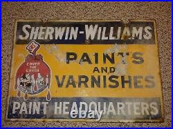 Vintage 50's Sherwin-Williams Paints, Varnishes Paint Headquarters Porcelain Sign