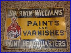 Vintage 50's Sherwin-Williams Paints, Varnishes Paint Headquarters Porcelain Sign