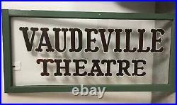 Vintage 56 Hand Painted Glass Vaudeville Theater Sign Transom Lg Antique