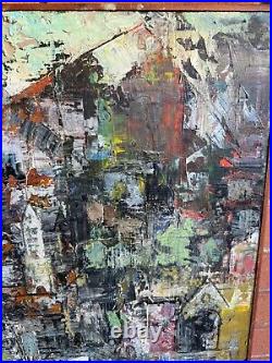 Vintage 60s Textured Architectural Painting Modern Art MCM Mid Century Signed
