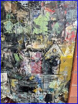 Vintage 60s Textured Architectural Painting Modern Art MCM Mid Century Signed