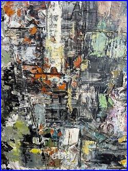 Vintage 60s Textured Architectural Painting Modern Art MCM Mid Century Signed