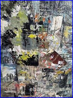Vintage 60s Textured Architectural Painting Modern Art MCM Mid Century Signed