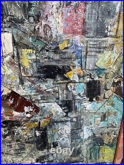 Vintage 60s Textured Architectural Painting Modern Art MCM Mid Century Signed