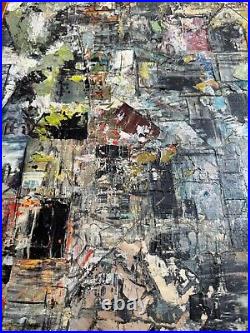 Vintage 60s Textured Architectural Painting Modern Art MCM Mid Century Signed