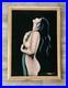Vintage 70s Black Velvet Painting Nude Woman Framed 28in x 20in Signed Somchai