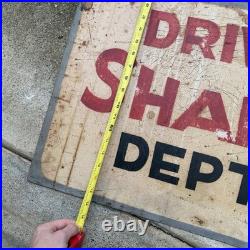 Vintage 70s Metal Industrial Folk Art Drive Shaft Dept. Signs Hand Painted Vintage 70s Metal Industrial Folk Art Drive Shaft Dept. Signs Hand Painted