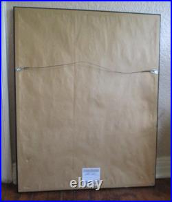 Vintage 80s Audrey Johnson Abstract Mixed Media Painting Cat Chicken Art Signed