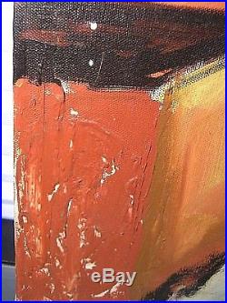 Vintage ABSTRACT EXPRESSIONIST OIL PAINTING MID CENTURY Signed Barnes