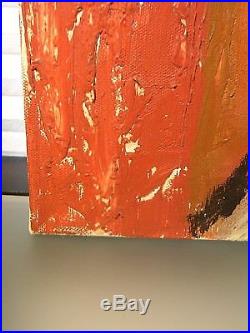 Vintage ABSTRACT EXPRESSIONIST OIL PAINTING MID CENTURY Signed Barnes