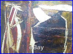 Vintage ABSTRACT FIGURAL MODERNIST OIL PAINTING MID CENTURY Color Gem Signed