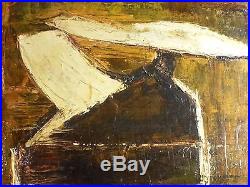 Vintage ABSTRACT FIGURAL MODERNIST OIL PAINTING MID CENTURY Color Gem Signed