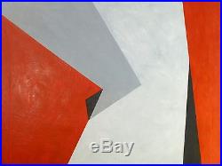 Vintage ABSTRACT GEOMETRIC BAUHAUS OIL PAINTING MID CENTURY MODERN Signed 1968