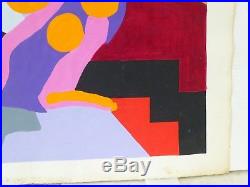 Vintage ABSTRACT GEOMETRIC MODERNIST PAINTING MID CENTURY MODERN Signed 1960s