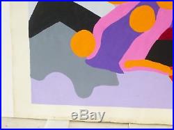 Vintage ABSTRACT GEOMETRIC MODERNIST PAINTING MID CENTURY MODERN Signed 1960s