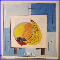 Vintage ABSTRACT MODERNIST OIL PAINTING Classic Mid Century Modern Signed 1960s