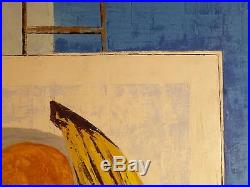 Vintage ABSTRACT MODERNIST OIL PAINTING Classic Mid Century Modern Signed 1960s