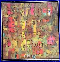 Vintage ABSTRACT MODERNIST OIL PAINTING MID CENTURY MODERN COLORIST Signed