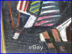Vintage ABSTRACT MODERNIST OIL PAINTING MID CENTURY MODERN Signed 1957