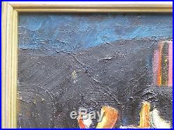 Vintage ABSTRACT MODERNIST OIL PAINTING MID CENTURY MODERN Signed 1957