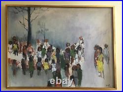 Vintage ABSTRACT Modernist PAINTING Mid Century Modern 50s 60s Signed 47 x 36