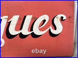 Vintage ANTIQUES sign double sided Painted Wood 26 X 10 circa 1950