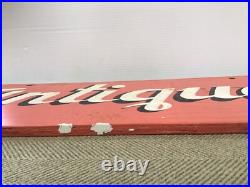 Vintage ANTIQUES sign double sided Painted Wood 26 X 10 circa 1950