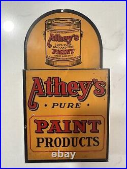 Vintage ATHEY'S PAINT Tin sign Wall Pocket Brochure Holder Original 1950's Rare