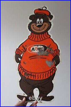 Vintage A&w Root Beer Rooty The Bear Painted Metal Sign Drive In Restaurant Hat