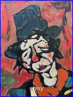 Vintage Abstract Clowns Musicians Band Painting Mid Century Modern Art Signed