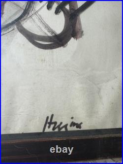 Vintage Abstract Composition Oil On Paper Painting Signed And Framed