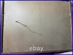 Vintage Abstract Composition Oil On Paper Painting Signed And Framed