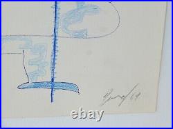 Vintage Abstract Expressionist Painting Drawing MID Century Modern 1969 #5