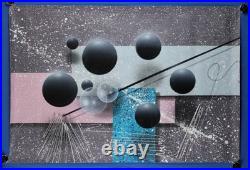 Vintage Abstract Geometric Acrylic Painting 1980s Signed Josef Kugler