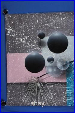 Vintage Abstract Geometric Acrylic Painting 1980s Signed Josef Kugler