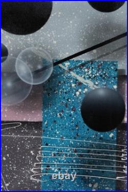 Vintage Abstract Geometric Acrylic Painting 1980s Signed Josef Kugler