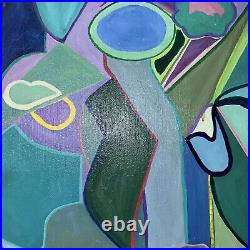 Vintage Abstract Modernist Painting Abstract 21x21 Signed E. Austin
