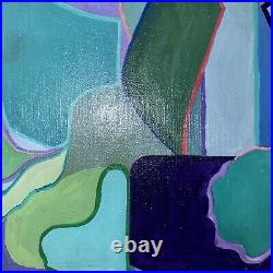 Vintage Abstract Modernist Painting Abstract 21x21 Signed E. Austin
