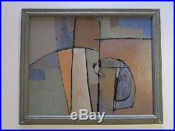 Vintage Abstract Painting Modernism Expressionism Non Objective Large Cubism