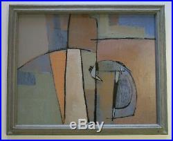 Vintage Abstract Painting Modernism Expressionism Non Objective Large Cubism