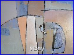 Vintage Abstract Painting Modernism Expressionism Non Objective Large Cubism