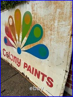 Vintage Advertising Colony Paints Sign 47X70 Painted Tin
